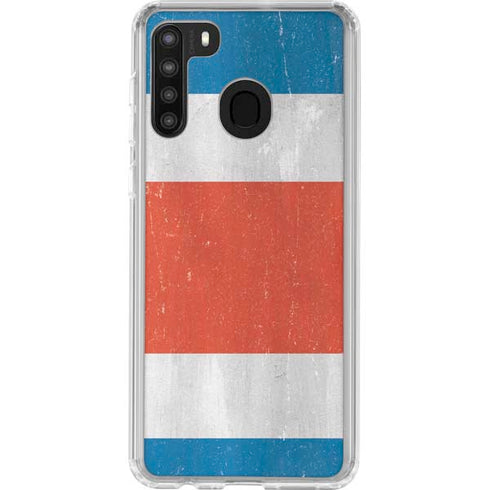 Costa Rican Flag Distressed Galaxy A21 Clear Case